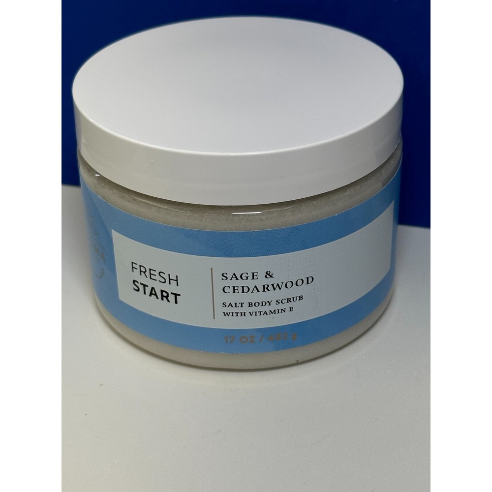 Bath & Body Works Aroma - FRESH START ~ SAGE+CEDARWOOD , Salt Body Scrub 17 oz